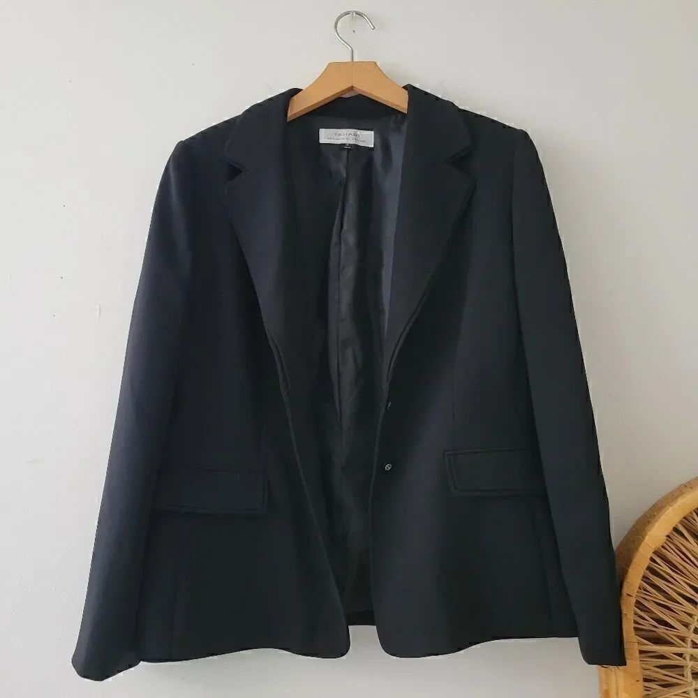 Tahari Black Blazer Jacket Button Front 14 - Picture 6 of 6